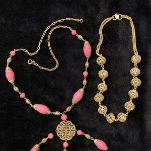 Lot of 3 Womens Vintage Fashion Necklaces